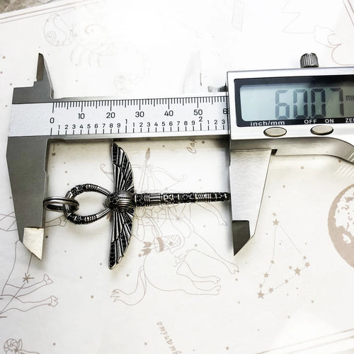 Large Scarab Ankh Cross Pendant – Vintage 925 Sterling Silver Amulet Jewelry for Men & Women