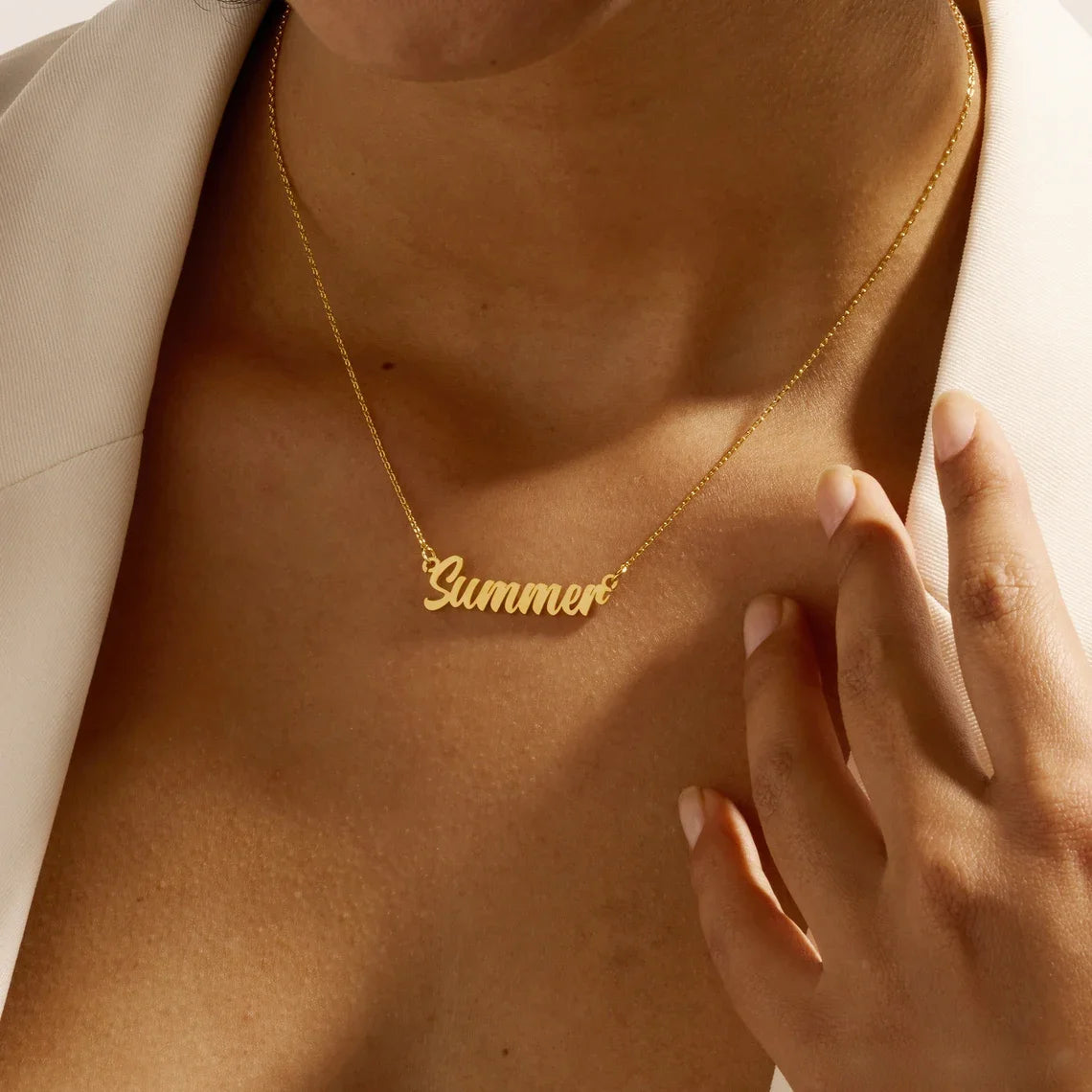 Custom Cursive Name Necklace – Personalized Stainless Steel Letter Pendant Choker for Women & Men