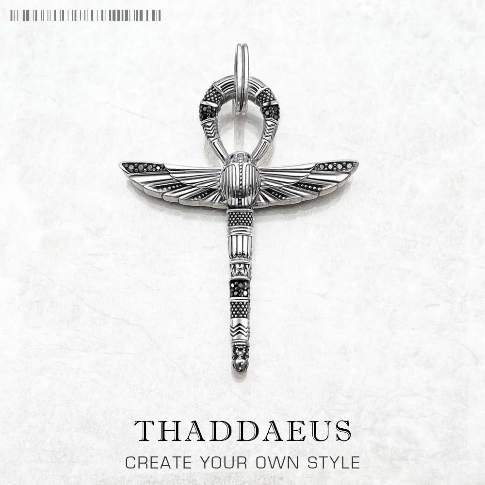 Large Scarab Ankh Cross Pendant – Vintage 925 Sterling Silver Amulet Jewelry for Men & Women