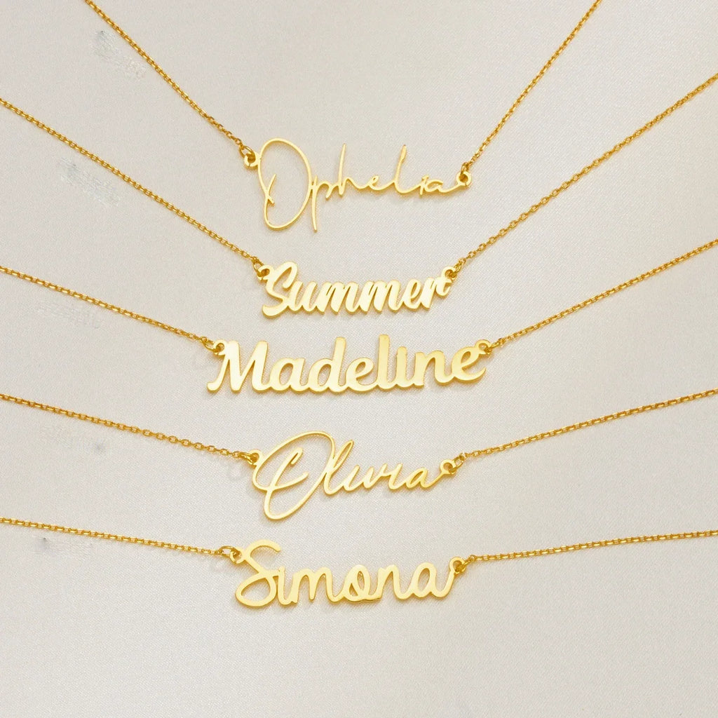 Custom Cursive Name Necklace – Personalized Stainless Steel Letter Pendant Choker for Women & Men
