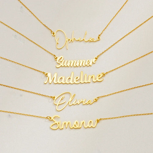 Custom Cursive Name Necklace – Personalized Stainless Steel Letter Pendant Choker for Women & Men